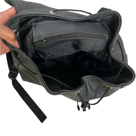 Black Genuine Leather Pebble Grain Back Pack